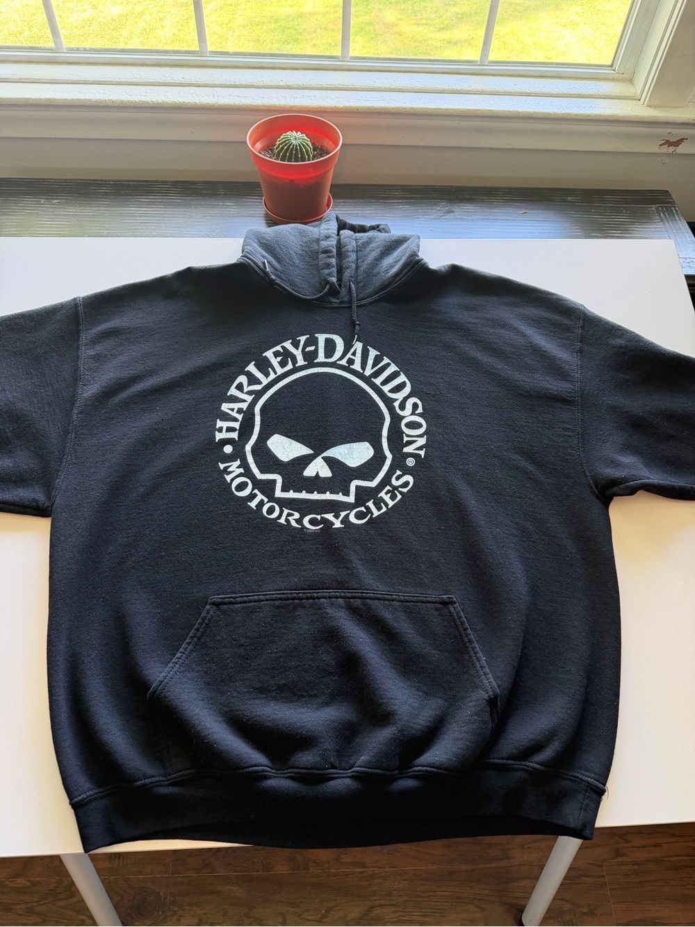 Harley-Davidson Black Hoodie with White Skull Logo